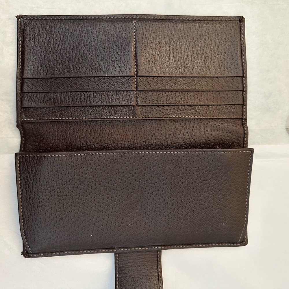 Gucci Brown Monogram Long Wallet Authentic - Picture 4 of 15